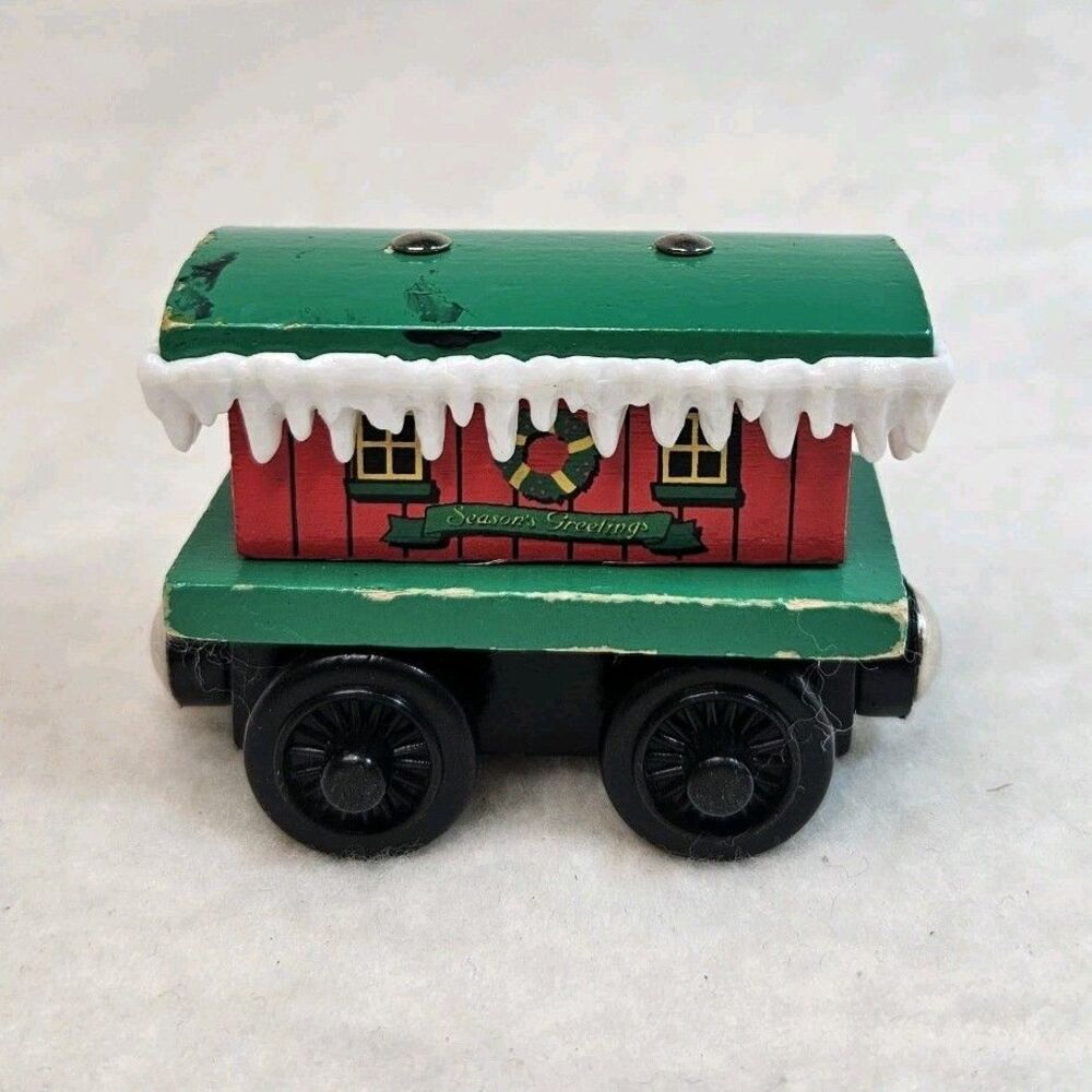 Wooden Winter Caboose Train Car Brio Compatible Christmas Holiday Toy Accessory